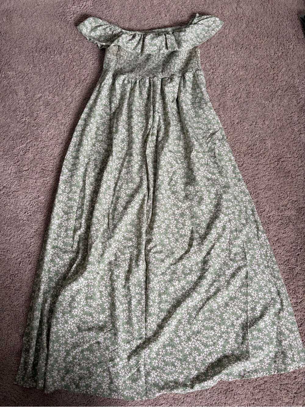 Maternity Sage Green Floral Off-Shoulder Maxi Dress